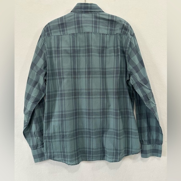 Vince Long Sleeve Lightweight Button-Down Shirt Blue Plaid Large - Picture 2 of 5